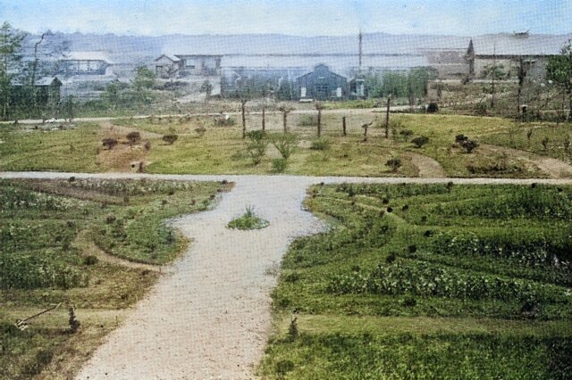 大正15年頃のフランス式庭園カラー化写真